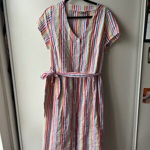 Rainbow Stripe Button Up Wrap Dress, Woman Within, size 20W